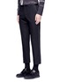 Front View - Click To Enlarge - - - Slim fit contrast stitch cropped pants