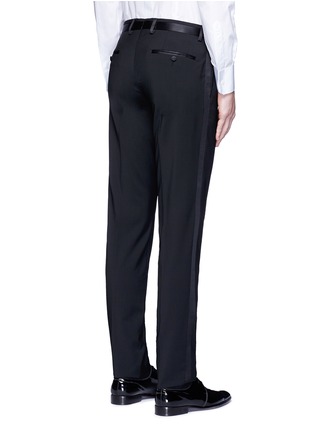 Back View - Click To Enlarge - - - Slim fit satin trim wool tuxedo pants