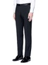 Front View - Click To Enlarge - - - Slim fit satin trim wool tuxedo pants