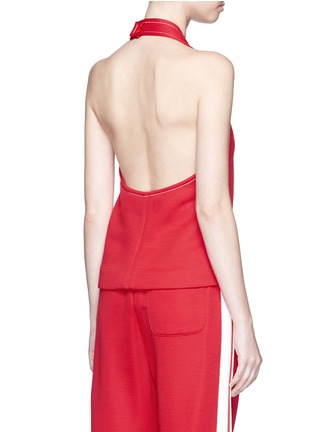 Back View - Click To Enlarge - CHLOÉ - Bow tie contrast stitch halterneck top