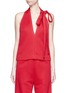 Main View - Click To Enlarge - CHLOÉ - Bow tie contrast stitch halterneck top