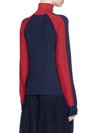 Back View - Click To Enlarge - CHLOÉ - Bicolour silk knit turtleneck pullover