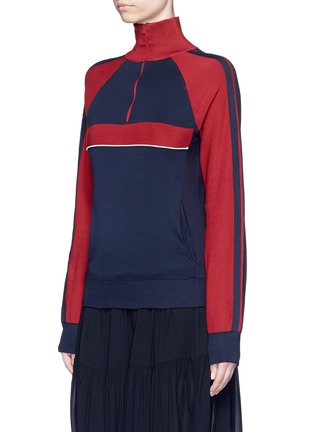 Front View - Click To Enlarge - CHLOÉ - Bicolour silk knit turtleneck pullover
