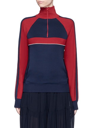 Main View - Click To Enlarge - CHLOÉ - Bicolour silk knit turtleneck pullover