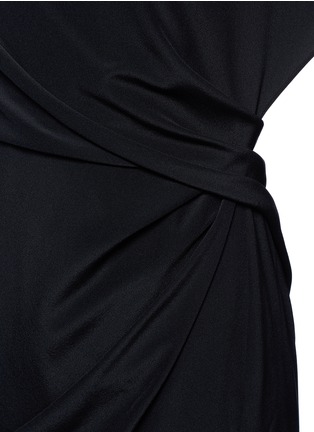 Detail View - Click To Enlarge - GIVENCHY - Ruche one-sleeve lace insert silk gown
