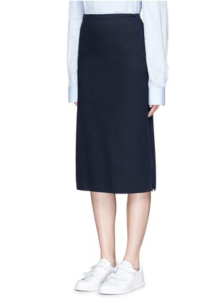 Front View - Click To Enlarge - ACNE STUDIOS - 'Laelia Panama' contrast trim cotton-wool midi skirt
