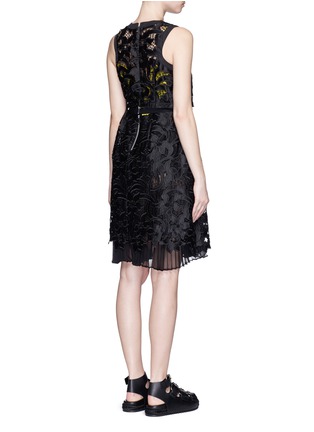 Back View - Click To Enlarge - SACAI - Asymmetric cutout floral embroidery lace dress