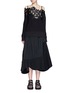 Figure View - Click To Enlarge - SACAI - Floral embroidery lace cotton cold shoulder sweater