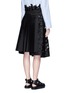 Back View - Click To Enlarge - SACAI - Floral embroidery lace poplin pleat midi skirt