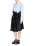 Figure View - Click To Enlarge - SACAI - Floral embroidery lace poplin pleat midi skirt
