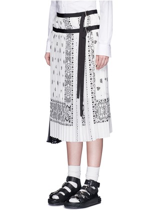 Front View - Click To Enlarge - SACAI - Bandana print plissé pleat combo skirt