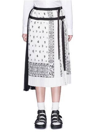 Main View - Click To Enlarge - SACAI - Bandana print plissé pleat combo skirt