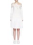 Figure View - Click To Enlarge - SACAI - Floral embroidery lace cotton cold shoulder sweater