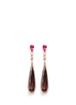 Main View - Click To Enlarge Main View - Click To Enlarge - Anabela Chan - 'Shard' diamond pavé tourmaline drop earrings