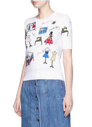 Front View - Click To Enlarge - ALICE & OLIVIA - 'Stacey Doodle' embroidery front sweater