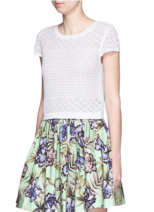 Front View - Click To Enlarge - ALICE & OLIVIA - 'Ester' beaded pointelle knit sweater