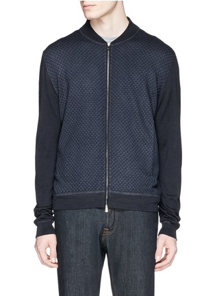 Main View - Click To Enlarge - ISAIA - Fine wool intarsia knit zip cardigan