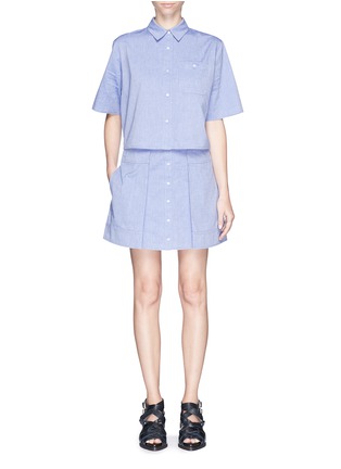 Figure View - Click To Enlarge - T BY ALEXANDER WANG - Boxy cropped cotton Oxford shirt