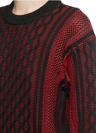Detail View - Click To Enlarge - T BY ALEXANDER WANG - Honeycomb cable knit cotton blend sweater