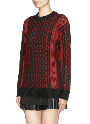 Front View - Click To Enlarge - T BY ALEXANDER WANG - Honeycomb cable knit cotton blend sweater