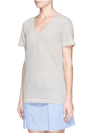 Front View - Click To Enlarge -  - 'Anya' stripe cotton-linen T-shirt