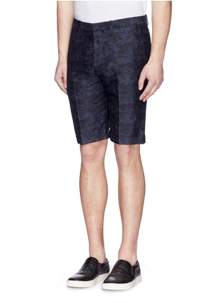 Front View - Click To Enlarge - THEORY - 'Muller' stripe camouflage print shorts