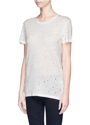 Front View - Click To Enlarge - IRO - 'Clay' distressed linen T-shirt
