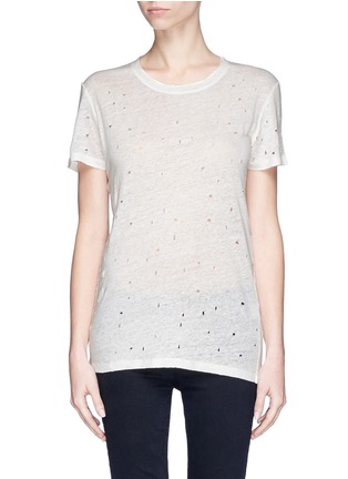 Main View - Click To Enlarge - IRO - 'Clay' distressed linen T-shirt