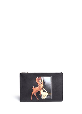 Main View - Click To Enlarge - GIVENCHY - Bambi collage print medium flat zip pouch
