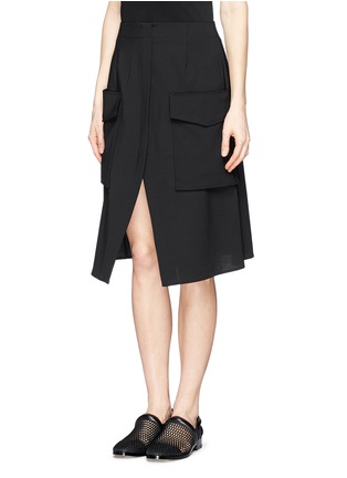 Front View - Click To Enlarge - ACNE STUDIOS - 'Pine' flap pocket centre split skirt