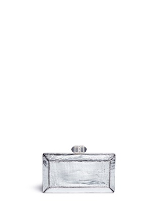Detail View - Click To Enlarge - JUDITH LEIBER - 'Cayman Coffered Rectangle' metallic crocodile leather box clutch