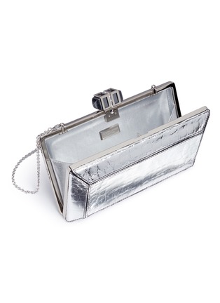 Detail View - Click To Enlarge - JUDITH LEIBER - 'Cayman Coffered Rectangle' metallic crocodile leather box clutch