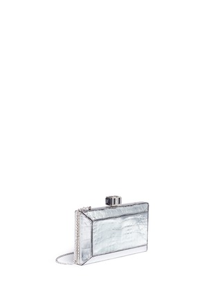 Figure View - Click To Enlarge - JUDITH LEIBER - 'Cayman Coffered Rectangle' metallic crocodile leather box clutch