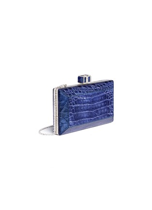 Figure View - Click To Enlarge - JUDITH LEIBER - 'Cayman Coffered Rectangle' metallic crocodile leather box clutch