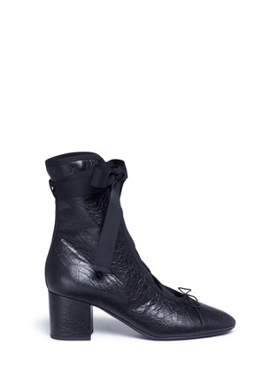 Main View - Click To Enlarge - VALENTINO GARAVANI - Ribbon lace-up nappa leather ballerina boots