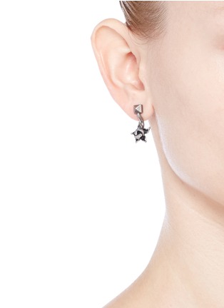 Figure View - Click To Enlarge - VALENTINO GARAVANI - Orchid Rockstud engraved earrings