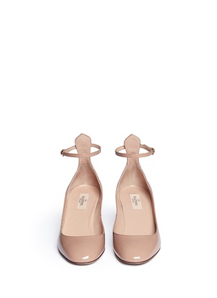 Front View - Click To Enlarge - VALENTINO GARAVANI - 'Tan-Go' ankle strap patent leather pumps