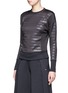 Front View - Click To Enlarge - CALVIN KLEIN PERFORMANCE - Glossy stripe bonded jersey sweatshirt