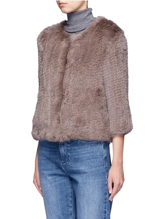 Front View - Click To Enlarge - 72348 - 'Lola' cropped sleeve rabbit fur jacket