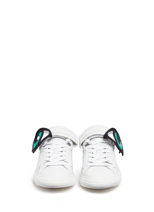 Front View - Click To Enlarge - PIERRE HARDY - 'Oh Roy' eye suede appliqué leather sneakers