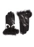 Main View - Click To Enlarge - MAISON FABRE - Fox fur eye lambskin leather short gloves