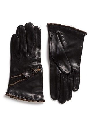 Main View - Click To Enlarge - MAISON FABRE - Zip lambskin leather short gloves