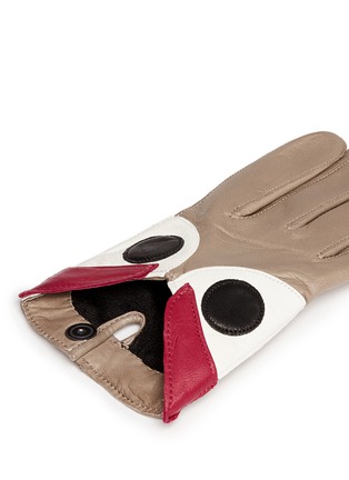 Detail View - Click To Enlarge - MAISON FABRE - Eye patchwork lambskin leather short gloves