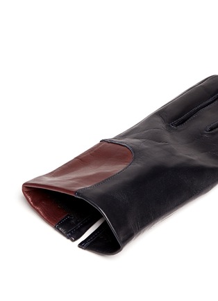 Detail View - Click To Enlarge - MAISON FABRE - Colourblock corner lambskin leather short gloves
