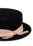 Detail View - Click To Enlarge - SENSI STUDIO - Leather band frayed bow wool porkpie hat