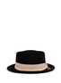 Main View - Click To Enlarge - SENSI STUDIO - Leather band frayed bow wool porkpie hat