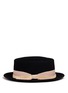 Figure View - Click To Enlarge - SENSI STUDIO - Leather band frayed bow wool porkpie hat