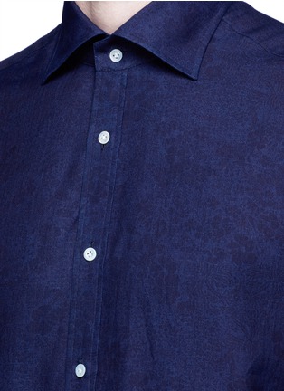 Detail View - Click To Enlarge - ISAIA - 'Como' floral print cotton herringbone shirt