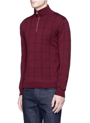 Front View - Click To Enlarge - ISAIA - Windowpane check mock neck sweater