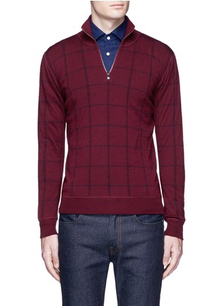 Main View - Click To Enlarge - ISAIA - Windowpane check mock neck sweater